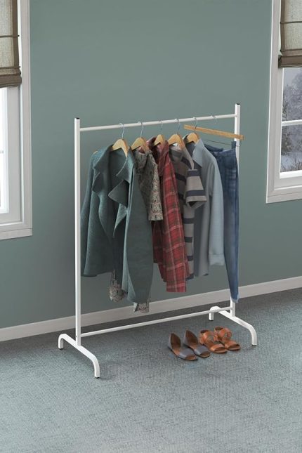 Askısı Ayaklı Askılık Elbise Askılığı Beyaz-Mocca Style