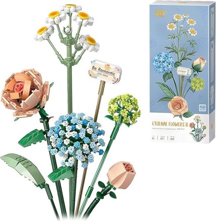 Mini bloklar çiçek buketi yapı seti, yapay çiçek yapı taşları, ev dekorasyonu, 680 adet, 8 – 12 yaş arası kızlar için yaratıcı botanik koleksiyonu (papatya / ortanca / gül / gül goncası)