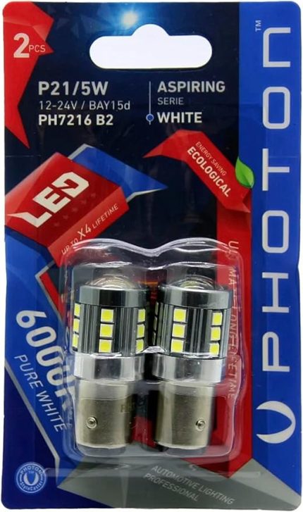 P21/5W LED Oto Ampul, Beyaz, 2 Adet