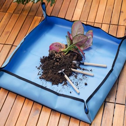 Çiçek saksı toprağı aktarımı için su geçirmez ped 65x65 cm 1 adet mavi