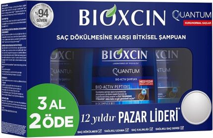 Quantum Şampuan – Kuru ve Normal Saçlar İçin – 3x300 ml – Dökülme ve İncelme Karşıtı – Bio-Activ Peptit, BioComplex B11, Bal ve Mentol İçerikli