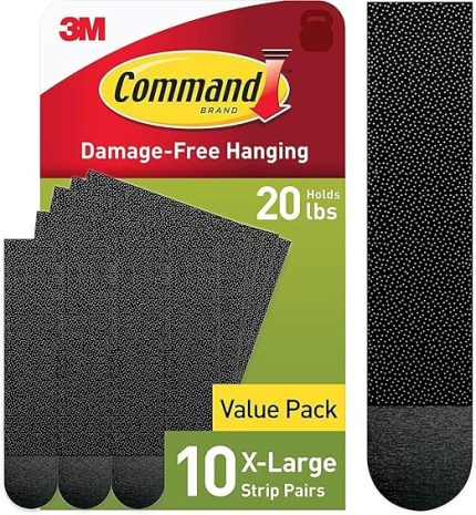 20 lb Black Picture Hanging Strips, 10 Pairs, PH217BLK-10NA
