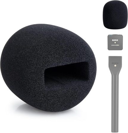 Köpük mikrofon kapağı, Rode Wireless Go II/PRO ile uyumlu, el adaptörü Interview Go, Rode yedek pop filtresi, ses patlamalarını engellemek için uygundur