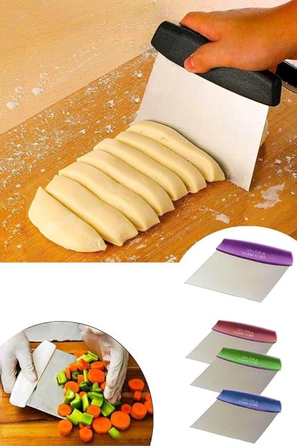 Home Plastik Saplı Çelik Hamur Kesici,Metal Hamur Dilimleyici (2)