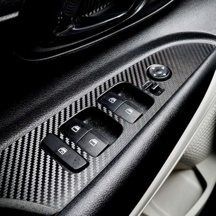 Design Hyundai Bayon ile Uyumlu İç Trim Folyo Kaplama Set Ayna Katlama Butonsuz, Mat Karbon Siyah