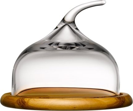 Ahşap Altlıklı Cam Kapaklı Servis Tabağı, 22.5 cm, 1.26 kg