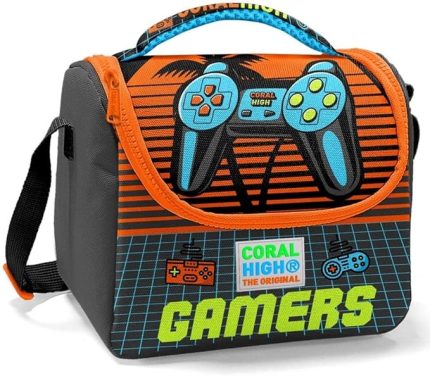 High İlkokul Beslenme Çantası - Erkek Çocuk - Gri Kırmızı Gamers