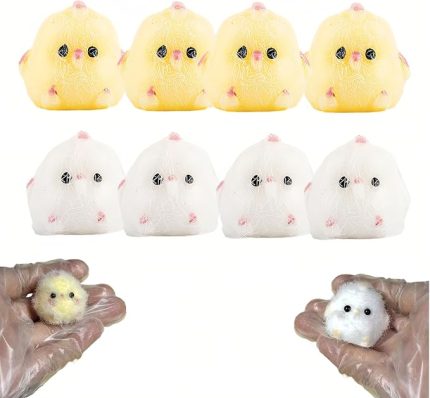 adet Taba Squishy Toys, Sarı ve Beyaz Bobo Chicken Mini Fufu Squishies, Şirin Stres Giderici Oyuncak, Kürklü Squishy Animals Kit Ofis, Ev, Seyahat, Stres Giderme Stres Giderici Oyuncak Yetişkinler
