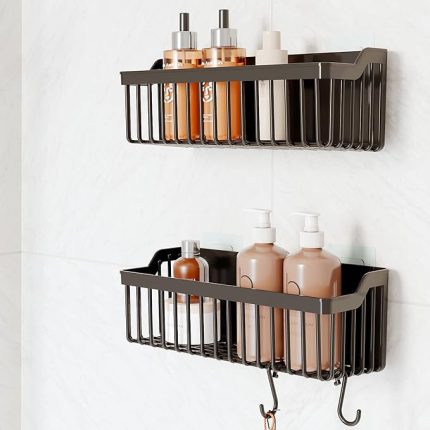 Yapışkanlı Banyo Rafı, 2'li Banyo Düzenleyici, Duş Rafı Organizer Şampuanlık, Duşakabin Rafı, Banyo Organizeri, Banyo Askısı Plastik