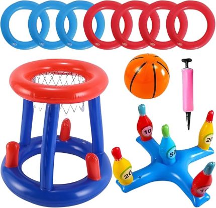 Havuz Oyuncakları | Şişme Havuz Yüzdürücüleri Basketbol Halkası Oyun Seti | Etkileşimli Yüzer Atma Oyunu Çocuk Yetişkin Havuz Deniz Plaj Parti
