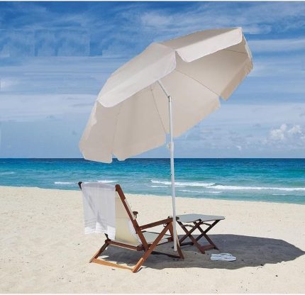 2 Mt. Plaj Şemsiyesi Eğilebilir Deniz Bahçe Piknik Kamp Güneş Şemsiyesi Katlanır Kabardin Kumaş