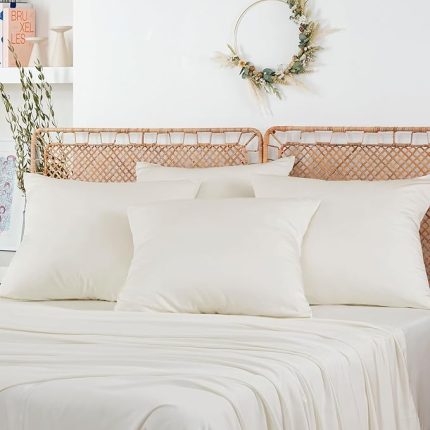 -%100 Bambu Yastık Kılıfı, 40x60 cm, Krem, 2'li Paket, Nefes Alabilir ve Antibakteriyel