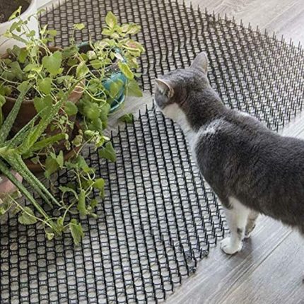 Kovucu Paspası, Dikenli Kazık Durdurucu Dikenli Şerit Kedi Hayvanı Dikenli Kovucu Engelleyici Paspası Açık Bahçe Bitkileri Çit İçin, 13x49CM, Siyah
