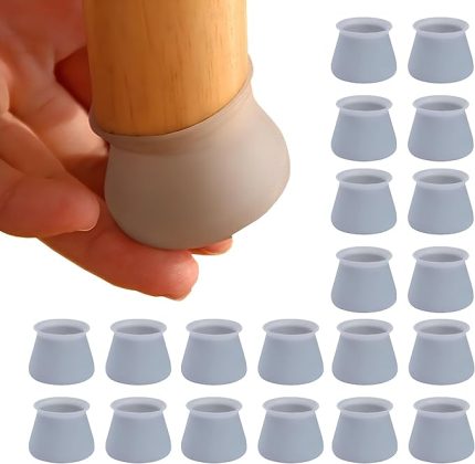 20'li Silikon Masa ve Sandalye Ayağı Koruyucu – Kaydırmaz, Çizilmez, Yıkanabilir Mobilya Çorabı, Gri