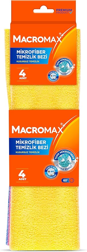 Mikrofiber Temizlik Bezi 4'lü Paket, Çok Amaçlı Toz Alma ve Yüzey Silme Bezi