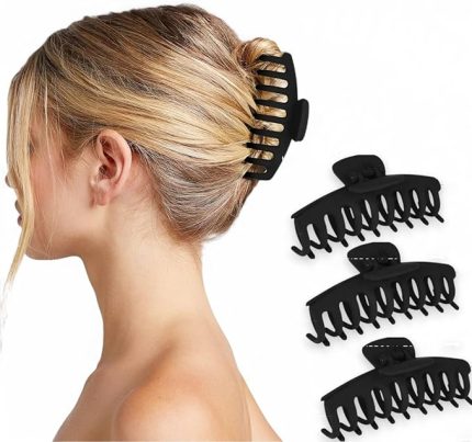 Siyah Büyük Boy Kaydırmaz Mandal Toka Seti, Kadın Çocuk Mandal Toka (11CM) 3'lü Set