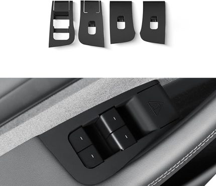 Silikon Kapı Kol Dayama Pencere Kaldırma Çıtası Tesla Model Y Juniper 2025 ile Uyumlu, Yumuşak Silikon Kapı Pencere Anahtarı Panel Kapağı, Araba Camı Kaldırma Anahtarı Panel Kapağı (Siyah)