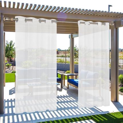 mekan perdesi, şeffaf, hava koşullarına dayanıklı, 134 x 210 cm, halkalı şeffaf perde, vual perde, dış mekan perdesi, dekoratif perde, paravan, teras, balkon için güneş koruması,