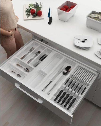 Çekmece Içi Kaşıklık Ve Bıçaklık Düzenleyici Beyaz, 74x48 Yandan Ve Boydan 4Cm Kesilebilir