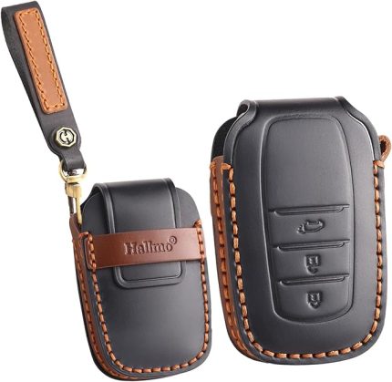 Deri araba anahtarı kılıfı anahtar kılıfı anahtar çantası koruyucu kılıf anahtarlık Toyota Corolla Cross GR Yaris Hybrid Hilux Prius CHR RAV4 Suzuki Swace için uygun, 3 tuşlu aksesuar, siyah