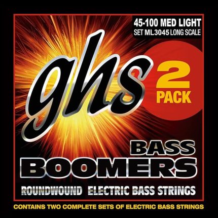 Bass Boomers - ML3045 - Bass String Set, 4-String, Medium Light, .045-.100, 2-Pack