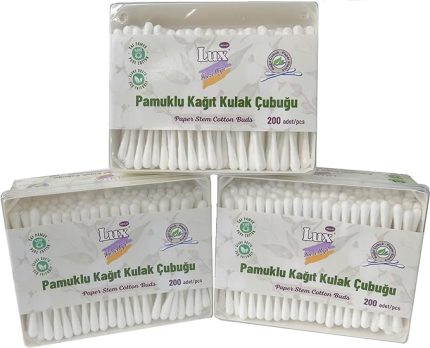 Pamuklu Kulak Çubuğu, 3 Paket, Toplam 600 Adet