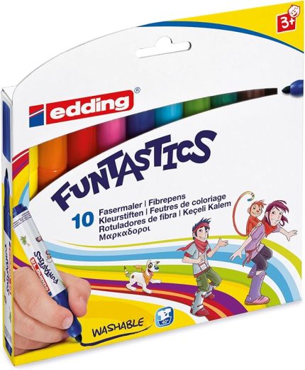 14 FUNTASTICS çocuklar için kalın uçlu keçeli kalem 10'lu set - 2-3 mm yuvarlak uç