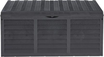 BSA1 Bahçe Depolama Sandığı, Tekerlekli 320 Lt Ahşap Desenli Antrasit