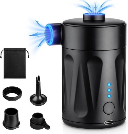 Elektrikli Hava Pompası, Taşınabilir Hava Yatak Pompası Şişme Ürünler için Şarj Edilebilir Mini Şişirme Hava Pompası, Havuz Şamandıraları, Tekne, Havuz Oyuncakları, 4 Nozullu Seyahat Açık Kamp