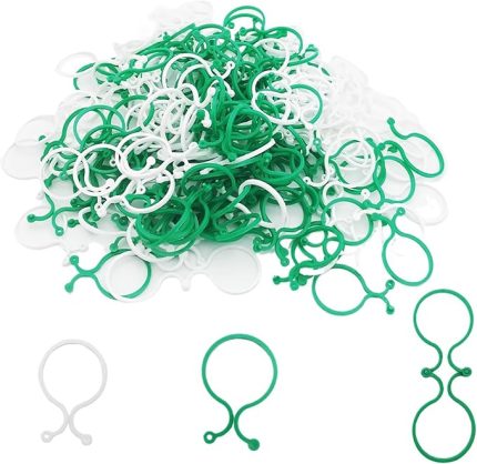 Bahçe Bitki Destek Halkaları, 200 adet Bitki Destek Halkaları, Sapları Desteklemek veya Bitki Sarmaşık Düzleştirmek için Tekrar Kullanılabilir (Yeşil+beyaz)