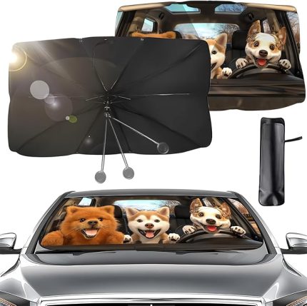 Güneş şemsiyesi, bükülebilir saplı, 360° döndürülebilir, katlanabilir, UV koruması, ısı izolasyonu, güneşlik, otomobil ön camı, güneş şemsiyesi, çoğu otomobil, SUV, kamyon için