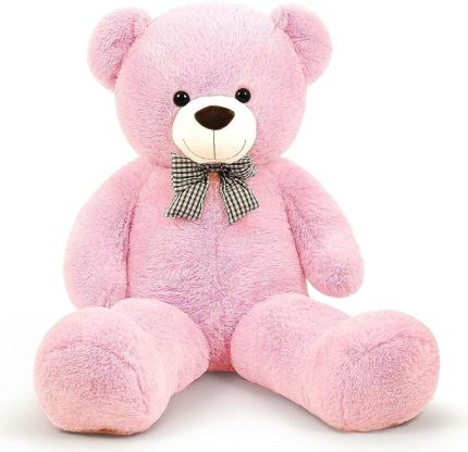 cm Rengarenk Papyonlu Peluş Ayıcık -% 100 YERLİ Pembe