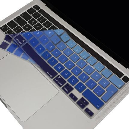 MacBook Pro 13 inç Klavye Koruyucu Silikon Türkçe Q – M1/M2 Touch ID Uyumlu – A2338 A2289 A2251 – Sıvı/Toz Korumalı İnce Kaplama – 16 inç A2141 ile de Uyumlu Lacivert Mavi