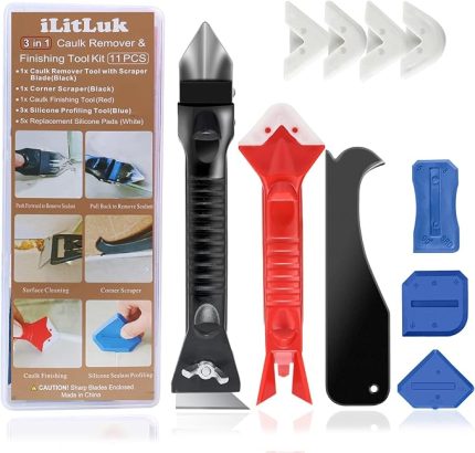 Sızdırmazlık maddesi çıkarıcı, silikon sökücü alet seti, silikon derzlerin çıkarılması ve yenilenmesi, profesyonel dolgu maddesi, işleme seti, derz kazıyıcı, derz düzleştirici, silikon çektirme dahil