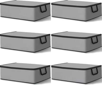 6 Adet Hurç Seti Gri Siyah Büyük Boy 64 x 45 x 22 Yorgan Hurcu Battaniye Yastık Baza Altı Dolap Üstü Çeyiz Bohçası Düzenleyeci Organizer