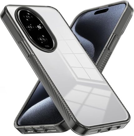 Honor 200 Pro için Şeffaf Kılıf, Kristal Netliğinde Sararma Önleyici Askeri Darbeye Dayanıklı Çizilmez Sağlam Arka Kapak Tampon Sert Kılıf - Siyah