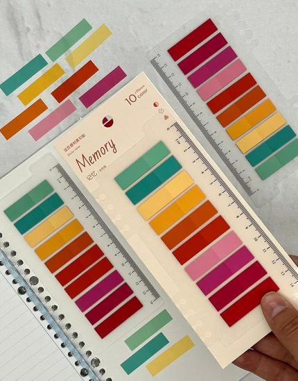 Gemi Dükkan 10 Renkli Cetvelli Memory Şeffaf Pet İndeks/Index Sticker/Sticky Note/Post-it