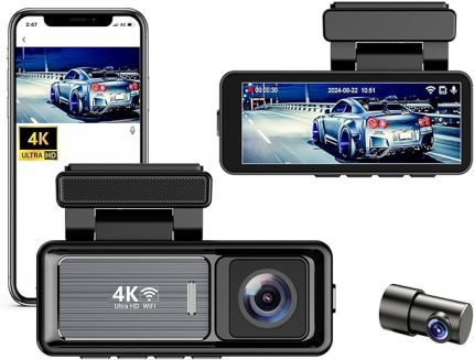 MINI Çift Lensli WiFi GPS Dash Kamera - 4K Ön Kamera & 1080P Arka Kamera, Gece Görüşü, Park Modu, Geniş Açılı Lens, Döngüsel Kayıt, 128GB SD Kart Desteği (Dahil değildir) M6