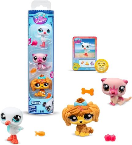 Pet Shop Bandai BF00617 3 evcil hayvanlı paket, aksesuar, koleksiyon kartı ve sanal kod, 7. nesil, evcil hayvanlar #43#118#111, 4 yaşından büyük çocuklar +