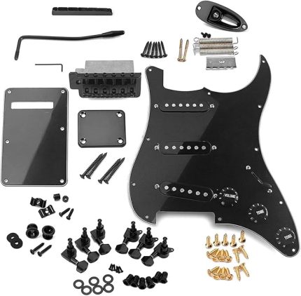 ST Stil Elektro Gitar Kablolu Pickguard Köprüsü SSS leri ve Diğer Aksesuarları Siyah Dahil Tam Set DIY Aksesuar Kiti