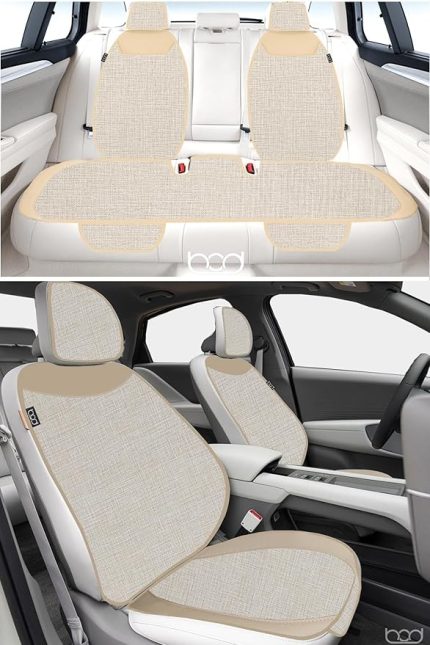 Keten Terletmez Oto Koltuk Minderi Seti Koltuk Koruma Kılıfı Yalı Serisi Ön Arka Set Bej
