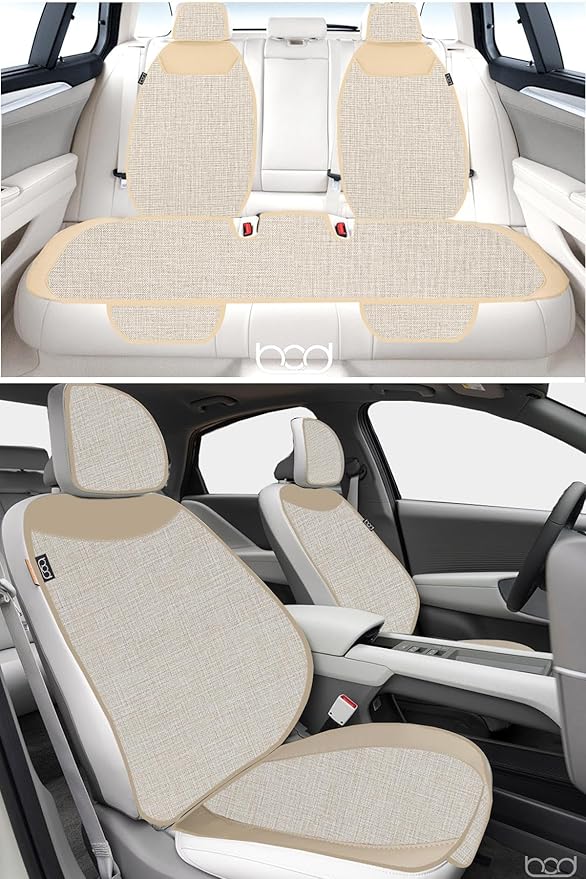 Keten Terletmez Oto Koltuk Minderi Seti Koltuk Koruma Kılıfı Yalı Serisi Ön Arka Set Bej