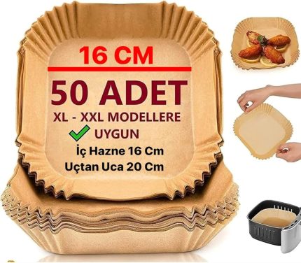 Pişirme Kağıdı, Fritöz Yağlı Kağıdı, Yanmaz Kağıt 50 Adet (KARE)