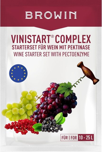400401 Vinistart Complex 10 – 25 L meyve için beyaz ve kırmızı şarap için,%17 alkol, şarap mayası, besin tuzu, vitaminler ve mineraller, hızlı mayalama, pudra