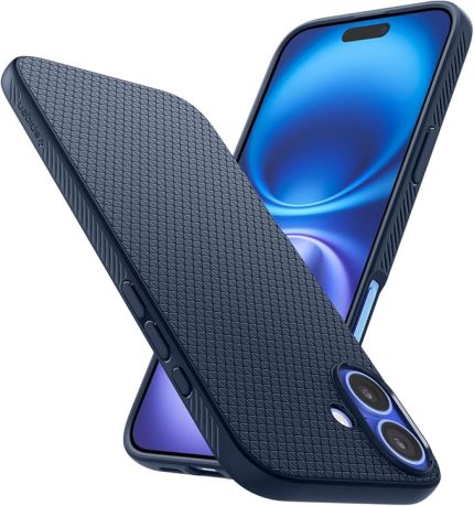 iPhone 16 ince Kılıf Liquid Air Hava Kanalı Teknolojisi™ Askeri Sınıf Koruma Navy Blue Dokulu Yüzey Kapak - ACS08195