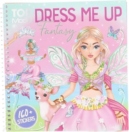 13439 TOPModel Dress Me Up Fantasy kitabı 24 sayfa Önceden basılmış kendiniz tasarlayın, Dahil 11 sayfa çıkartma, çok renkli