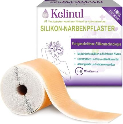 Silikon Yara Levhaları, Silikon Yara Bandı Rulo, (4 cm x 60 inç Rulo), Tekrar Kullanılabilir, C Bölümü, Cerrahi, Yanık, Keloid, Akne ve 6 Ay Tedarik için Profesyonel Yara İzini Çıkarma Kağıtları