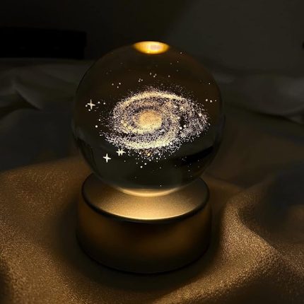 Toz Bulutu Kristal Cam Küre Renk Değiştiren LED Işıklı Gece Lambası Dekoratif Hediyelik Galaxy Samanyolu