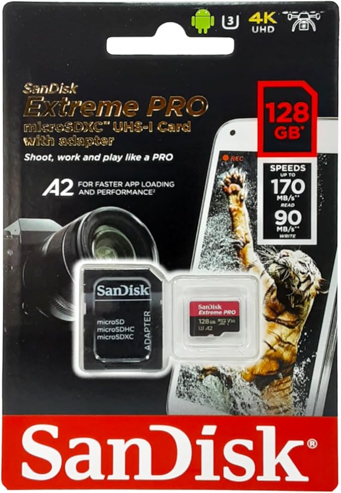 Extreme Pro 128 GB microSDXC Hafıza Kartı SDSQXCY-128G-GN6MA, 170 MB/sn'e kadar