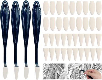 4 ADET Eskiz Sileceği, Kağıt Sanatı Karıştırıcıları Eskiz, 40 Sünger Kafalı Eskiz Silecek Seti, Yoğurulmuş Silgi, Boyama Silgisi, Sanat Öğrenci Süngeri, Eskiz Çizimi ve Detay Boyama için (4)